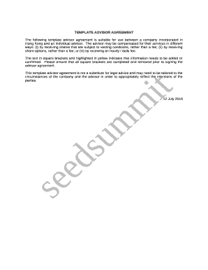 The following template advisor agreement is suitable for use between a company incorporated in Hong Kong and an individual advisor