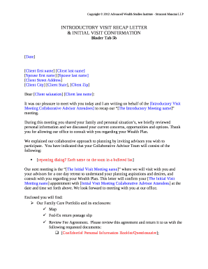 Introductory Visit Recap Letter