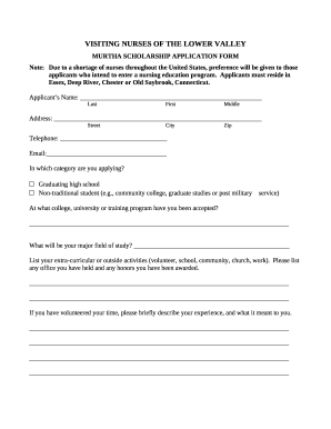 VNLV SCHOLARSHIP APPLICATION FORM