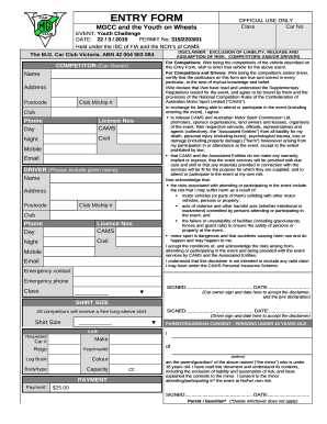 Fillable Online MGCC and the Youth on Wheels Fax Email Print ...