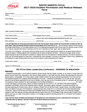 Student Permission and Medical Release Form - Alcester ...