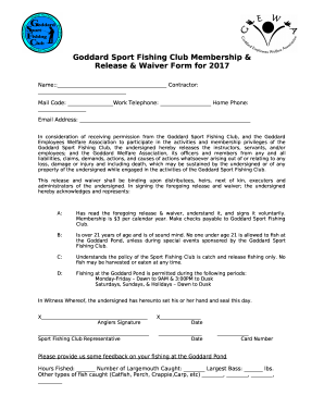 Kids Fishing Derby Registration/Release &amp; Waiver Form