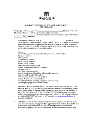MARQUETTE UNIVERSITY DATA USE AGREEMENT