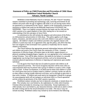 Statement of Policy on Child Protection and Prevention of Child Abuse