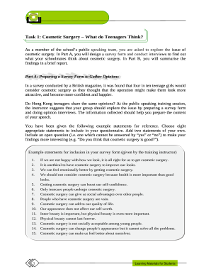 Task 1: Cosmetic Surgery - What do Teenagers Think