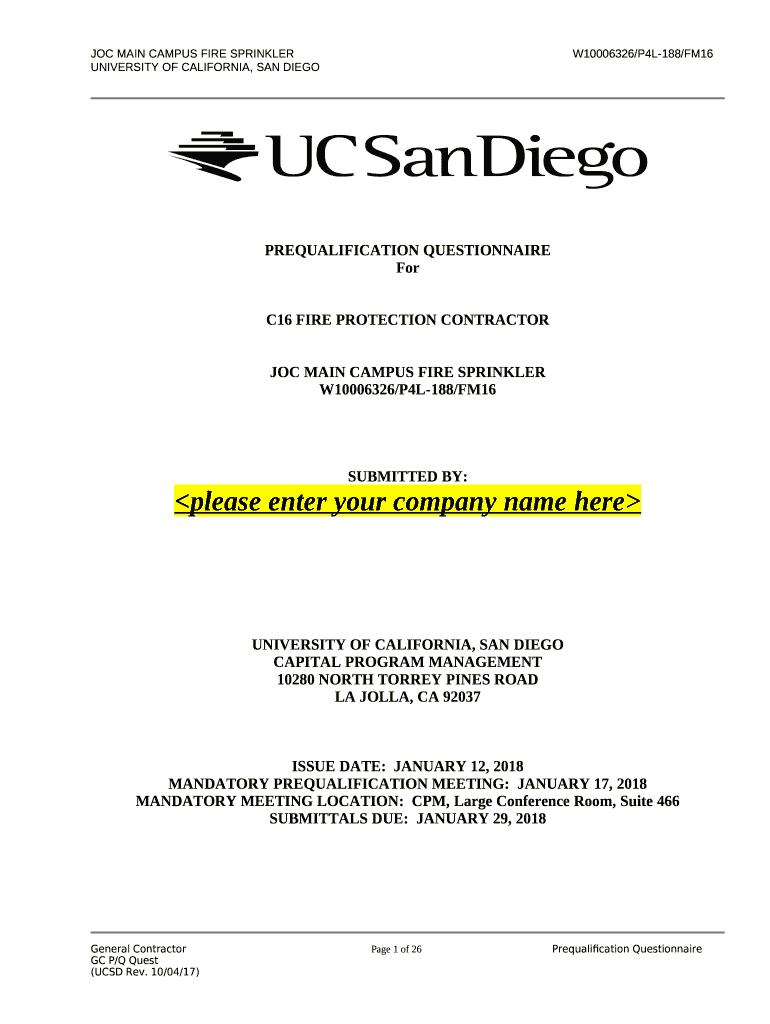 JOC C16 Fire Sprinkler Questionnaire - University of ... Doc Template ...