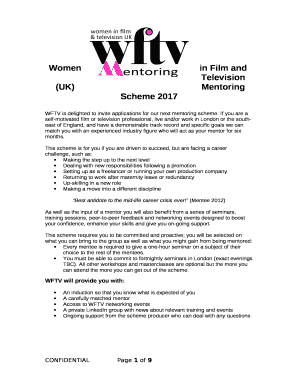 Women in Film and Television (UK) Mentoring Scheme 2017