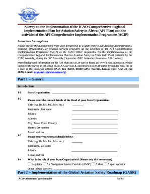 Survey on the implementation of the ICAO Comprehensive Implementation Plan for Aviation safety in Africa through the AFI Comprehensive Implementation programme (ACIP)