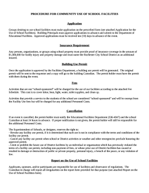 PROCEDURE FOR COMMUNITY USE OF SCHOOL FACILITIES