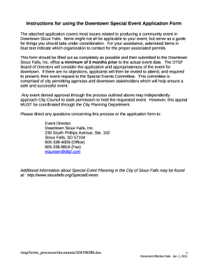 Downtown Special Event Application Form