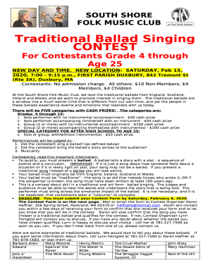 For Contestants Grade 4 through Age 25
