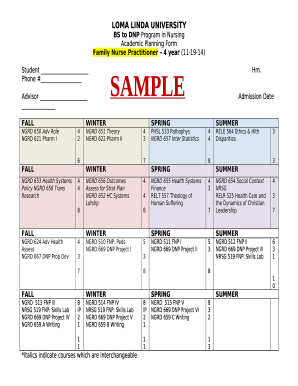 pnp-sample-schedule.doc - LOMA LINDA UNIVERSITY BS to DNP ...