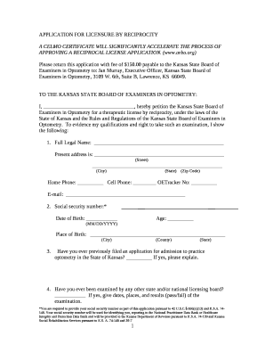 REQUEST FOR LICENSE VERIFICATION - Kansas