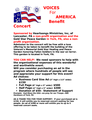 Sponsored by Heartsongs Ministries, Inc, of Lancaster, PA a non-profit organization and the Gold Star Peace Garden in York, PA, also a non-profit organization