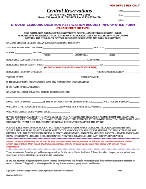 FACULTY/STAFF RESERVATION REQUEST INFORMATION FORM
