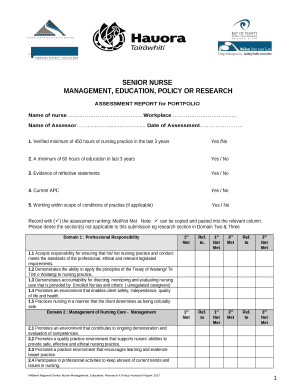 Designated Senior Nurse management/research/education/policy ...