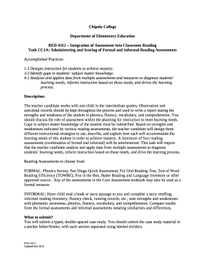 RED 4312 - Integration of Assessment into Classroom Reading