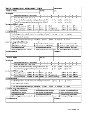 NEON CHRONIC PAIN ASSESSMENT FORM