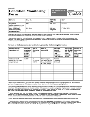 Monitoring form template