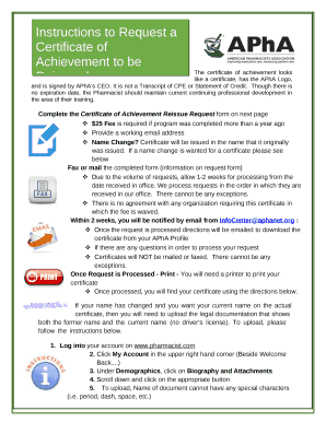 The certificate of achievement looks like a certificate, has the APhA Logo, and is signed by APhAs CEO