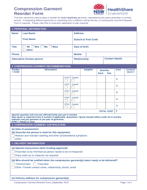 Compression Garment Reorder Form