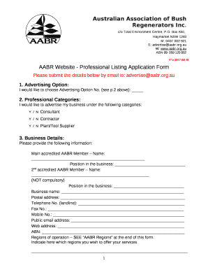 Professional Advertising options form - Australian Association ...