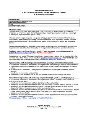IS MY ORGANIZATION READY FOR AN AMERICORPS GRANT - Mississippi