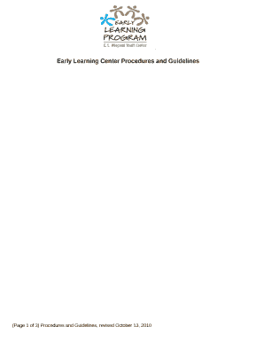 Early Learning Center Procedures and Guidelines