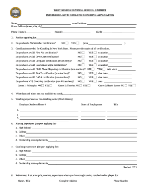Coaching application form. coaching application master