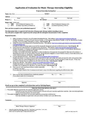 Application of Evaluation for Music Therapy Internship Eligibility