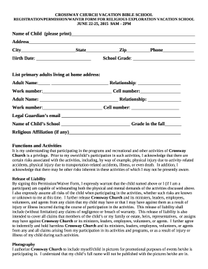 CROSSWAY CHURCH VACATION BIBLE SCHOOL