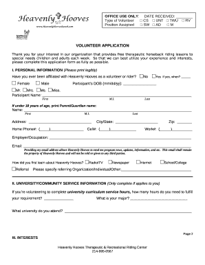 VOLUNTEER APPLICTATION