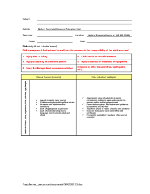 Form 18RAMS: Risk Management Plan - Nelson Provincial Museum