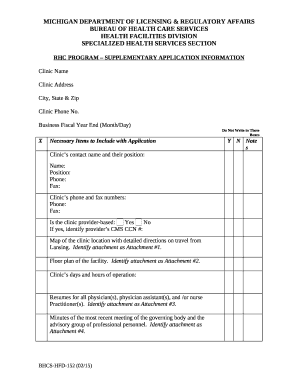 RHC PROGRAMSUPPLEMENTARY APPLICATION INFORMATION