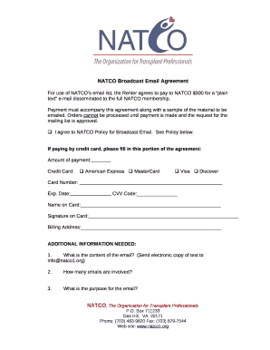 NATCO Broadcast Email Agreement