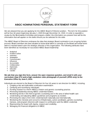 We are pleased that you are applying for the ABGC Board of Director position