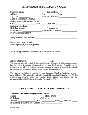 Zip Code: Student's Cell Phone: