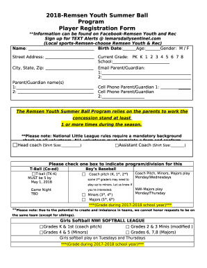 **Information can be found on Facebook-Remsen Youth and Rec