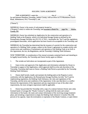 HOLDING TANK AGREEMENT - Hamilton Township