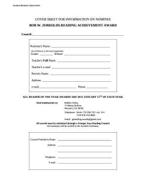 Georgia Reading Association Reader of the Year Guidelines ...