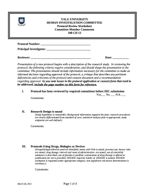 Protocol Review Worksheet