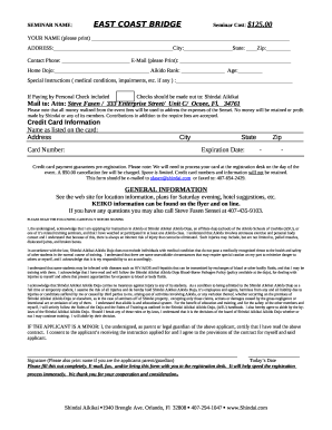 SEMINAR NAME:EAST COAST BRIDGESeminar Cost: $125