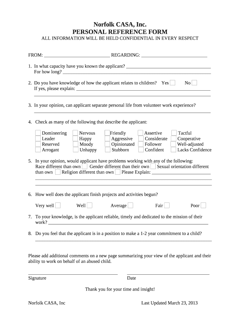 Sample Personal Reference Doc Template | pdfFiller