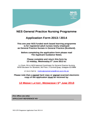 General Practice Nursing Programme Applicant Guidance Notes