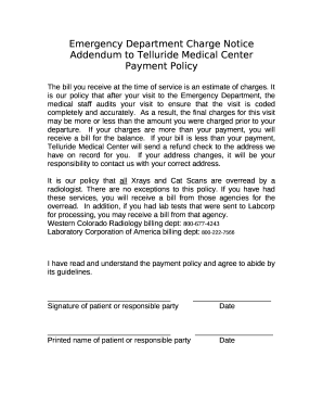 Emergency Department Charge Notice Doc Template | pdfFiller