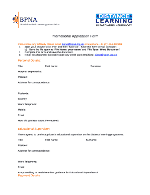 Distance Learning Application Form