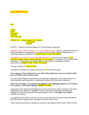 Request for Agreement Signature - ND DOT