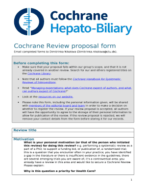 Cochrane Review proposal form