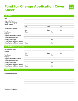 Fund for Change Application Cover Sheet