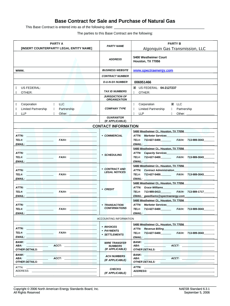 naesb base contract Preview on Page 1